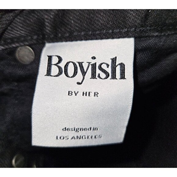 Boyish Tommy Jean Size 27 4 Black High Rise Straight Leg Button Fly Distressed - Picture 11 of 14